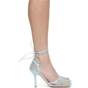 Bottega Veneta Light Blue Lace-Up Mesh Heels